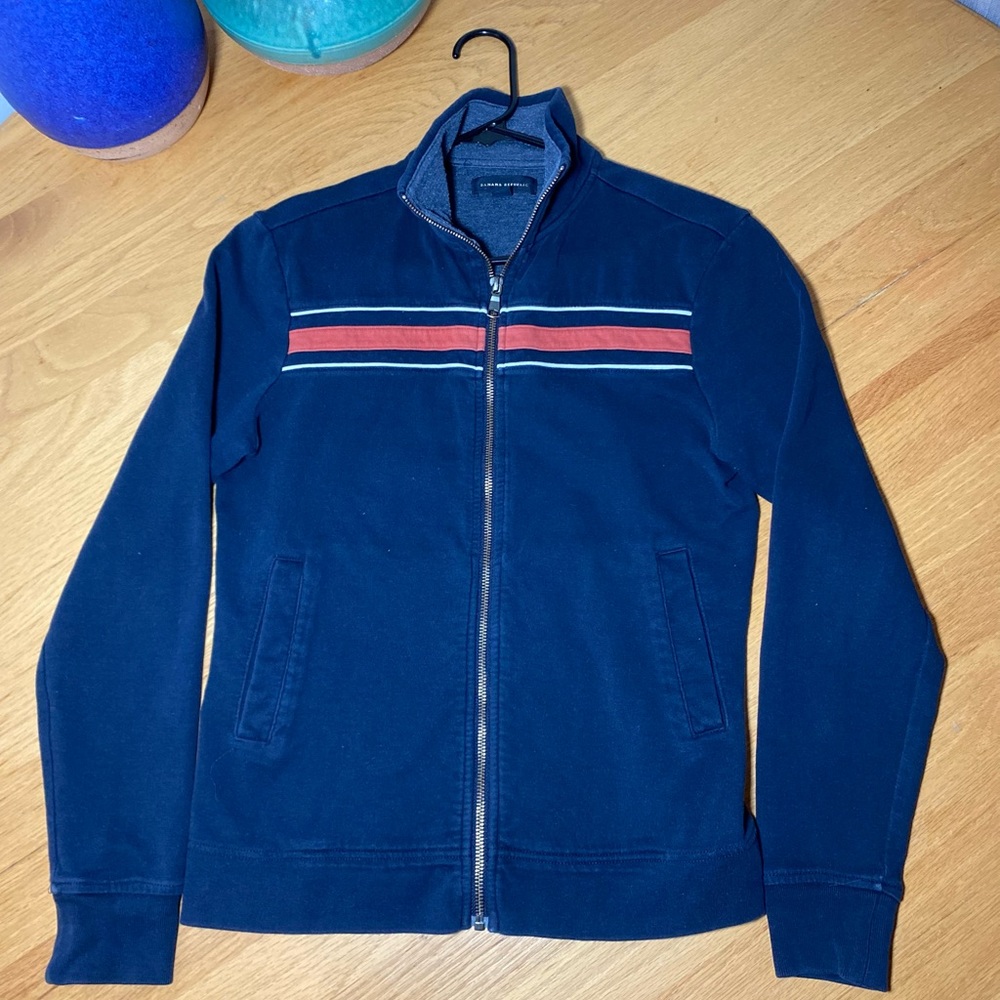 Banana republic orange stripe zip up sweater